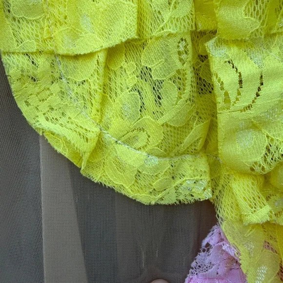 Comme Des Garçons Pink Ruffled lace Tulle sheer Dress - Size small - Picture 11 of 13